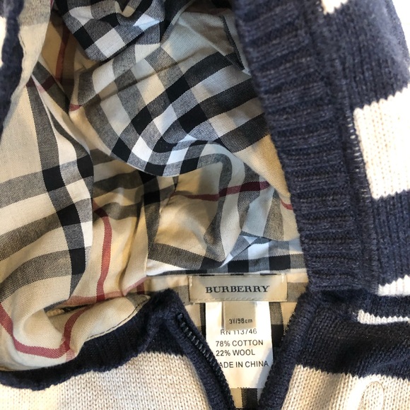 Children’s Burberry Striped Sweater Sz 3 - Picture 4 of 5